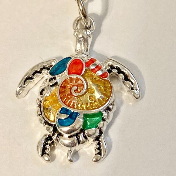 Sea Turtle Clip On Charm Zipper Pull Purse Bag Silver Tone Nautical Island Beach - Picture 4 of 8